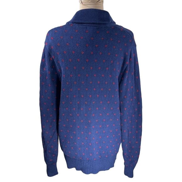 Merona Men's Shawl Neck Cardigan Sweater Navy Red Size M Medium - Picture 2 of 6